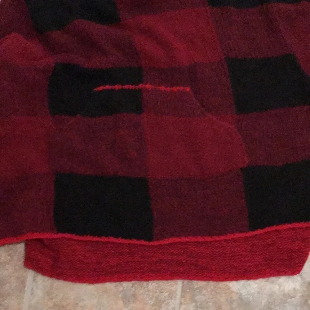 Anthropologie Meet Me Plaid Poncho Red Black XS/S